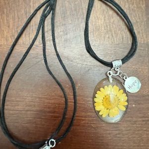 Dried Flower and Resin Necklace